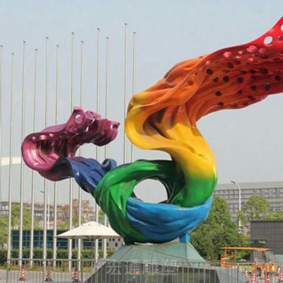 彩绘不锈钢广场标志雕塑