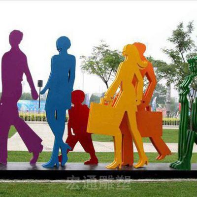 彩绘购物人物不锈钢雕塑