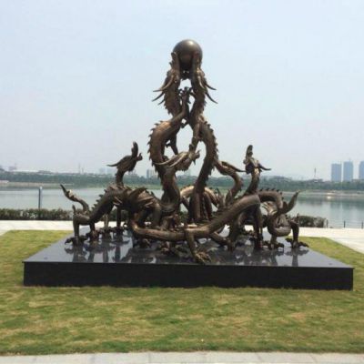 龙戏球广场景观铜雕