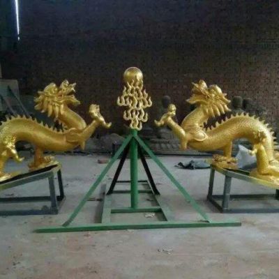 双龙戏珠景观标志铜雕
