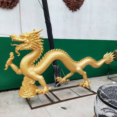 金色龙动物抽象铜雕