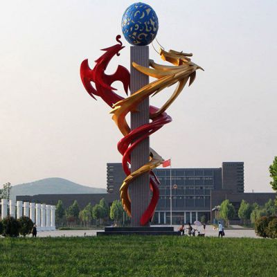 龙凤呈祥广场动物铜雕
