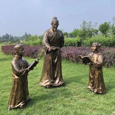 古人教学景观标志铜雕