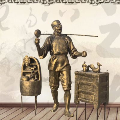 民俗文化卖货郎铜雕