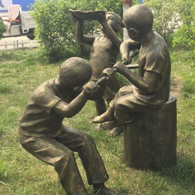 儿童嬉戏民俗景观铜雕