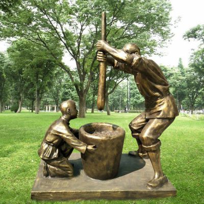 民俗文化打糍粑人物铜雕