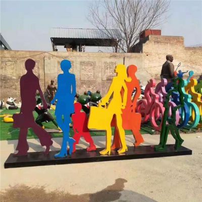 购物人物庭院不锈钢雕塑