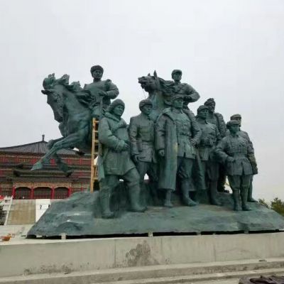 抗战红军人物抽象铜雕