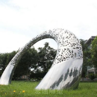 抽象镜面拱门不锈钢雕塑