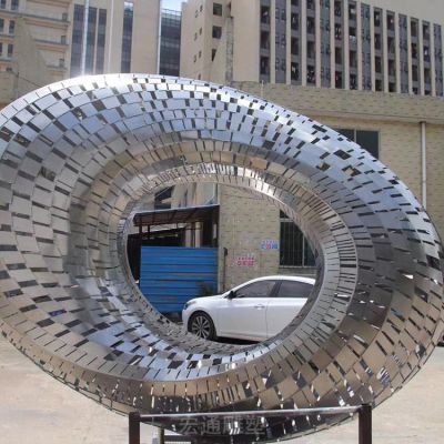 镜面镂空标志不锈钢雕塑