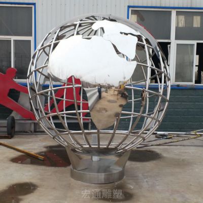 镜面地球仪别墅不锈钢雕塑
