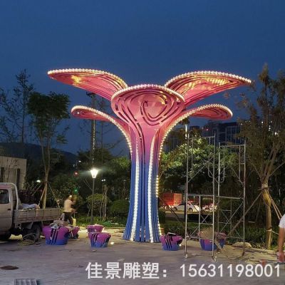 彩绘树标志不锈钢雕塑