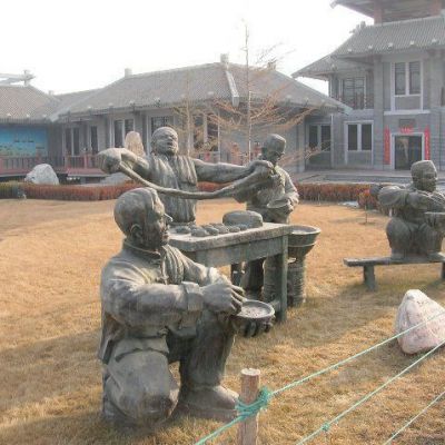民俗拉面广场人物铜雕