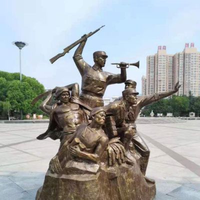 中国红军人物庭院铜雕