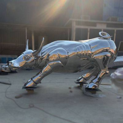 不锈钢牛公园动物雕塑