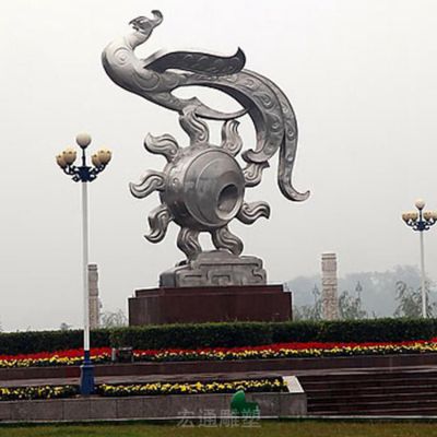 抽象凤凰街边不锈钢雕塑