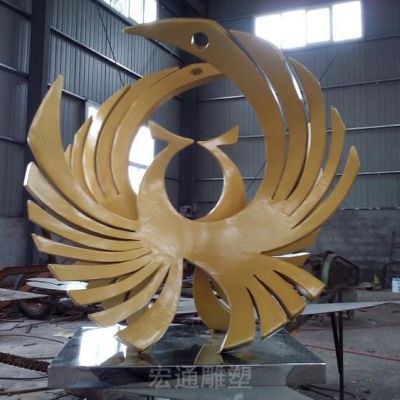 抽象凤凰动物不锈钢雕塑