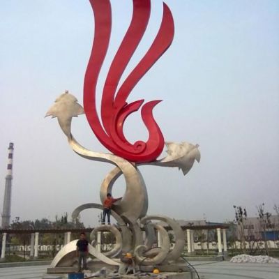抽象凤凰庭院不锈钢雕塑