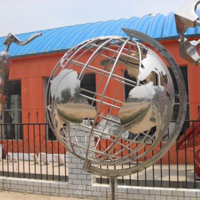 不锈钢抽象地球仪镂空雕塑