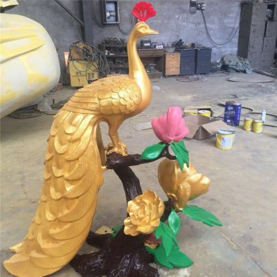 动物孔雀公园景观铜雕