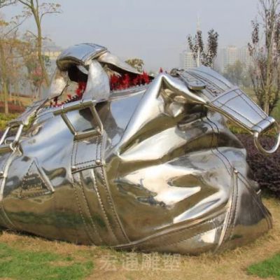 不锈钢购物袋景观雕塑