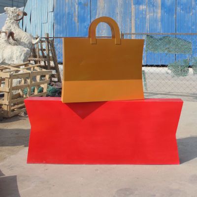 不锈钢彩绘购物袋景区雕塑