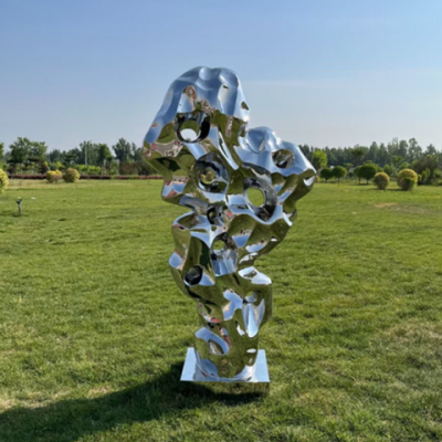 太湖石镜面不锈钢雕塑