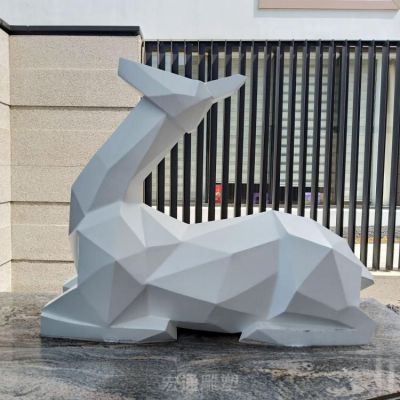 卧姿鹿广场不锈钢雕塑