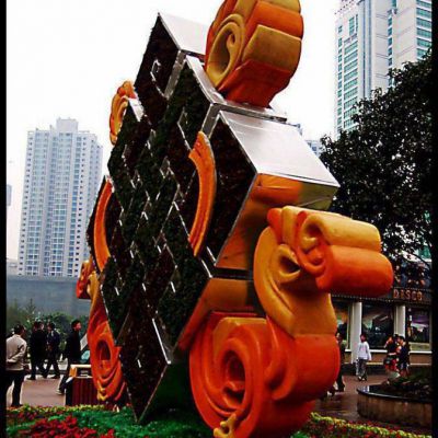 彩绘中国结街边不锈钢雕塑