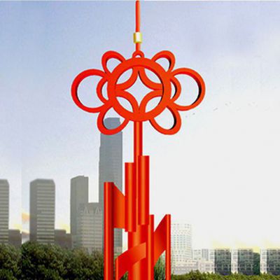 彩绘中国结商场不锈钢雕塑