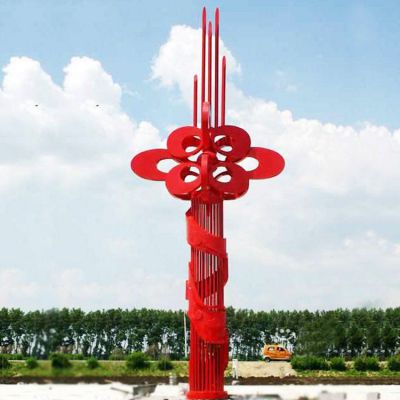 彩绘中国结景区不锈钢雕塑