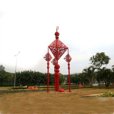 彩绘中国结别墅不锈钢雕塑