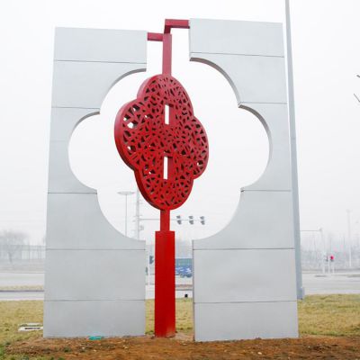 彩绘中国结小区不锈钢雕塑
