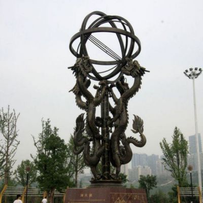 古代浑天仪校园标志铜雕