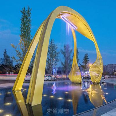 镜面拱门标志不锈钢雕塑