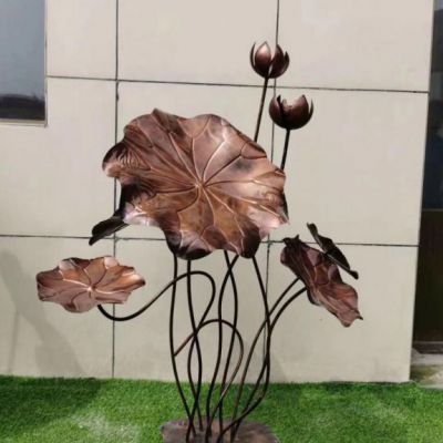 古铜色荷花庭院标志铜雕