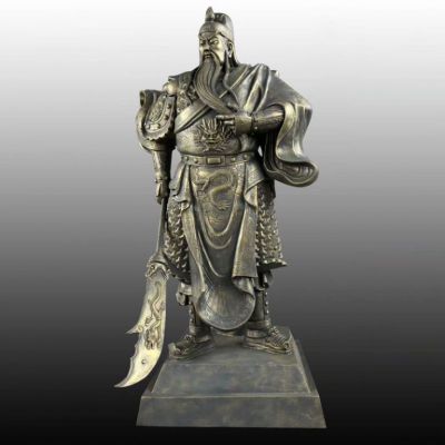 关公撸胡须园林人物铜雕