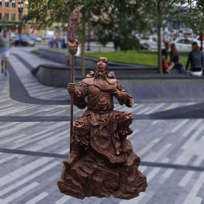 关公撸胡须广场人物铜雕