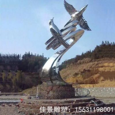 镜面鸽子小区不锈钢雕塑