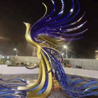 彩绘凤凰不锈钢景区雕塑