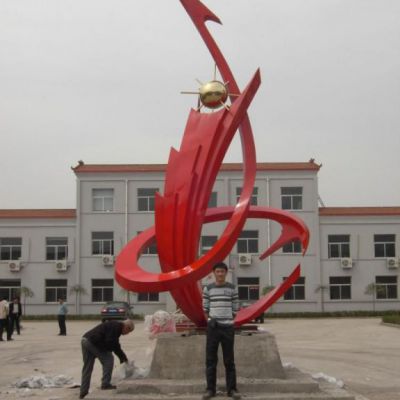 彩绘凤凰不锈钢庭院雕塑