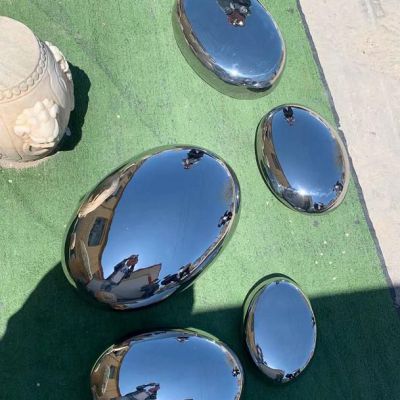 不锈钢鹅卵石标志镜面雕塑