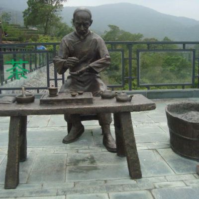 广场喝茶小品景观铜雕