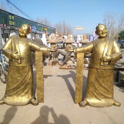 茶文化店小二人物铜雕