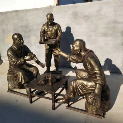 喝酒古代人物景观铜雕