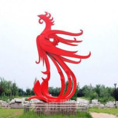 彩绘凤凰不锈钢校园雕塑