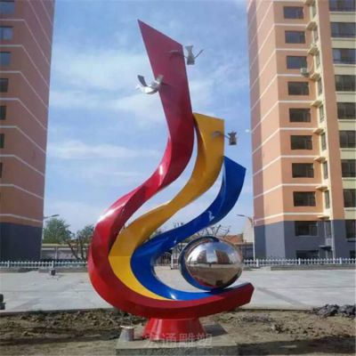 彩绘凤凰不锈钢城市雕塑