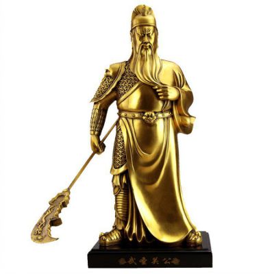 金色关公公园标志铜雕