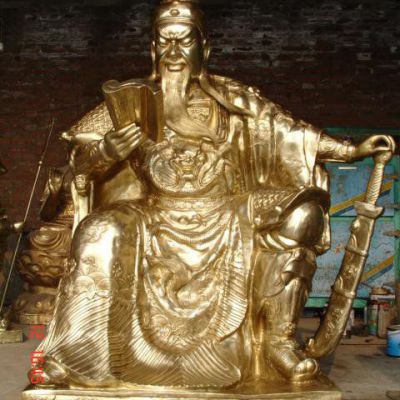 金色关公校园标志铜雕