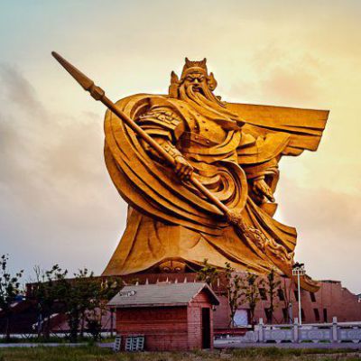 金色关公城市标志铜雕